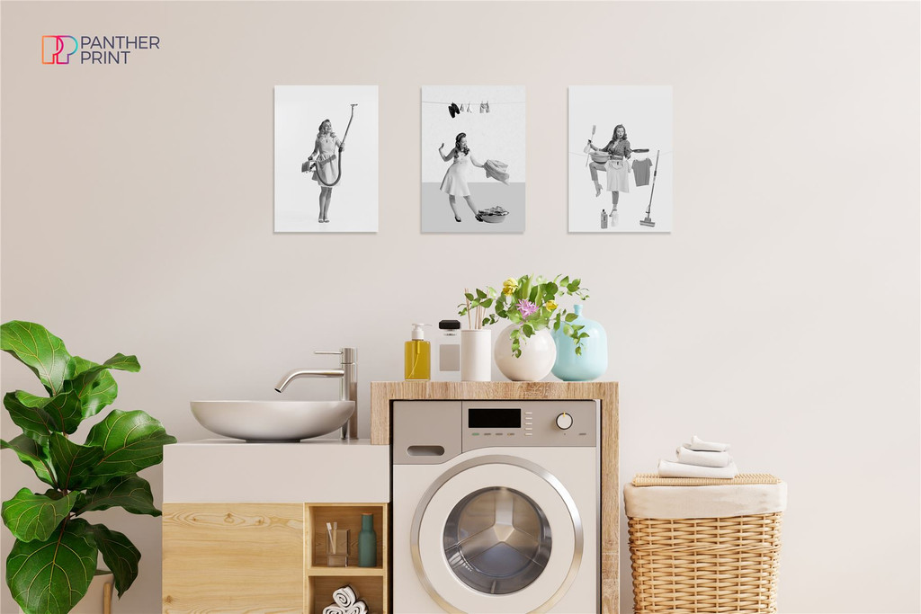 Laundry Room Set of 3 A3 Posters Retro Women