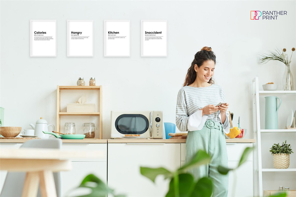Kitchen Set of 4 A4 Posters Calories, Hangry, Kitchen, & Snaccident