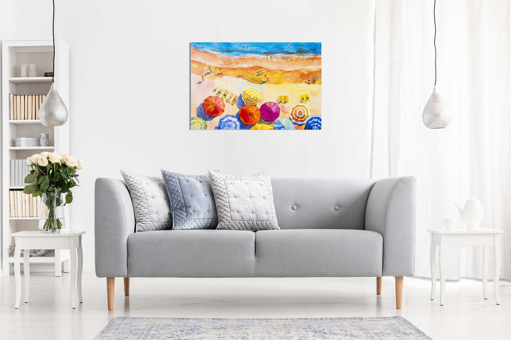 Beach Waterclour Painting Home Canvas