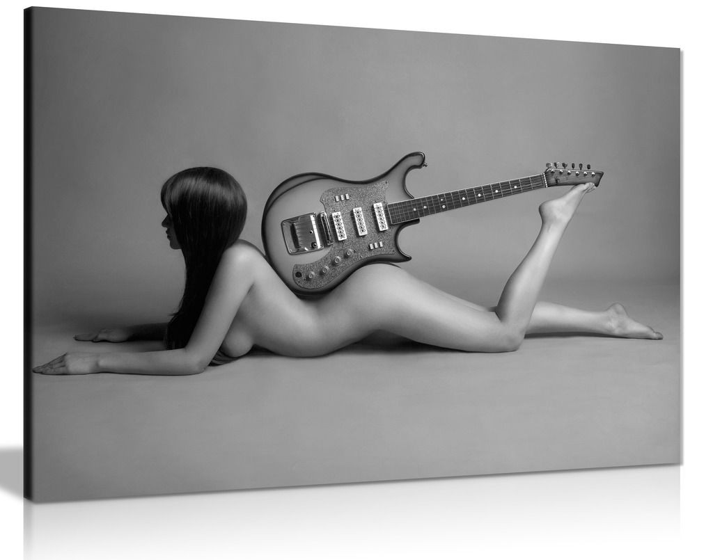 Sexy Woman With Guitar Naked Nude Canvas