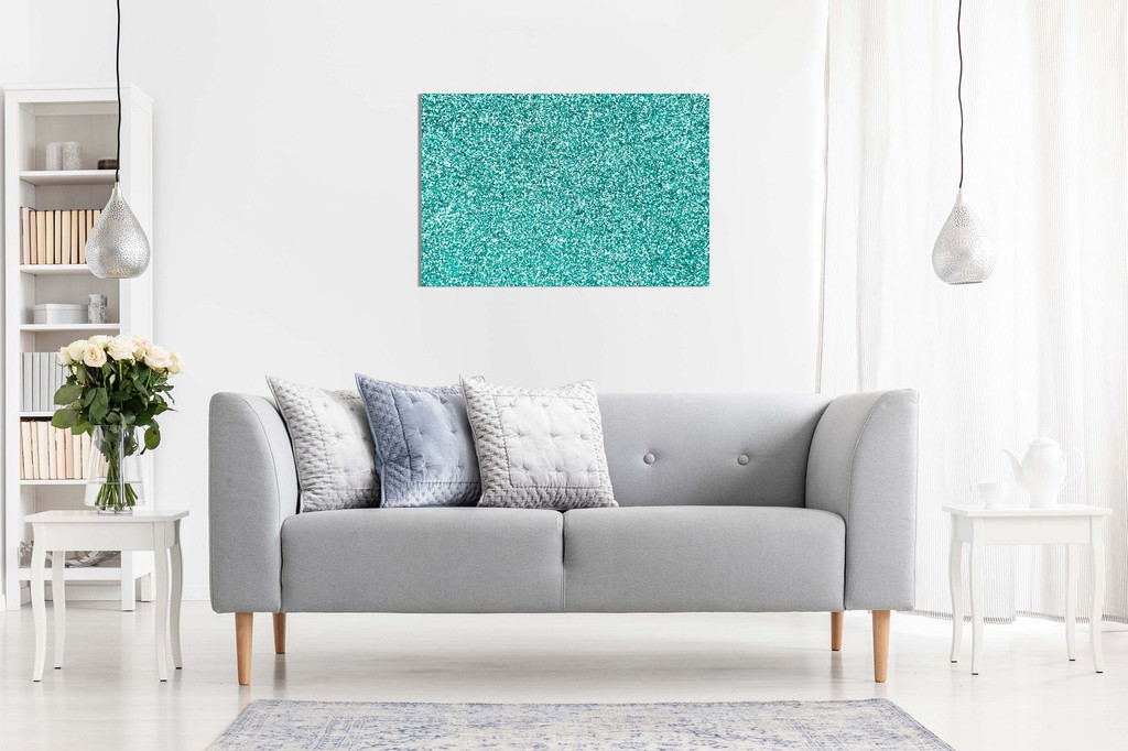 Teal Green Turquise Glitter Sparkle Effect Canvas