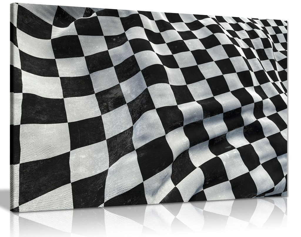 F1 Racing Chequered Flag Boys Bedroom Canvas