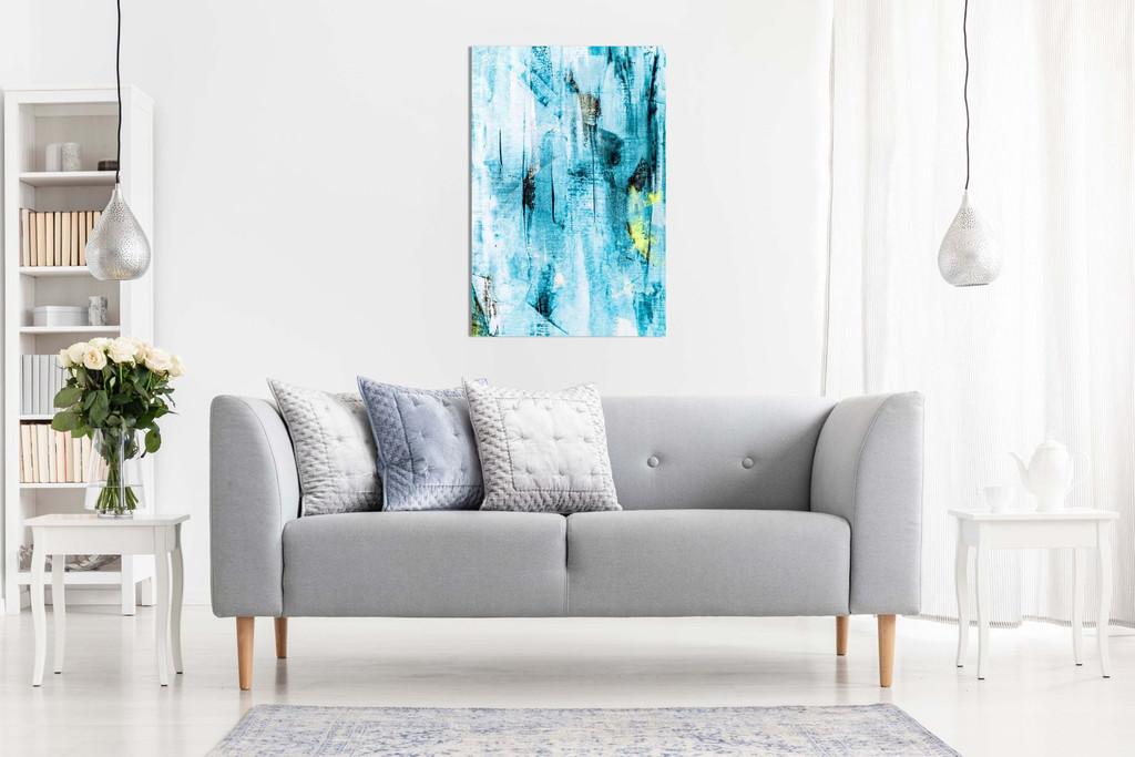 Abstract Modern Contemporary Teal Wall Art Canvas