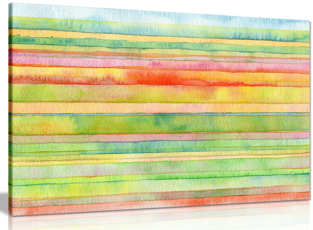 Modern Abstract Art Watercolour Stripes Canvas