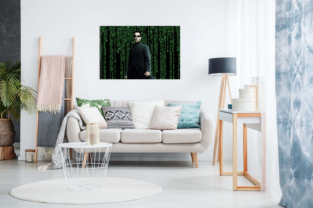The Matrix Movie Neo Source Code Green And Black Background Canvas