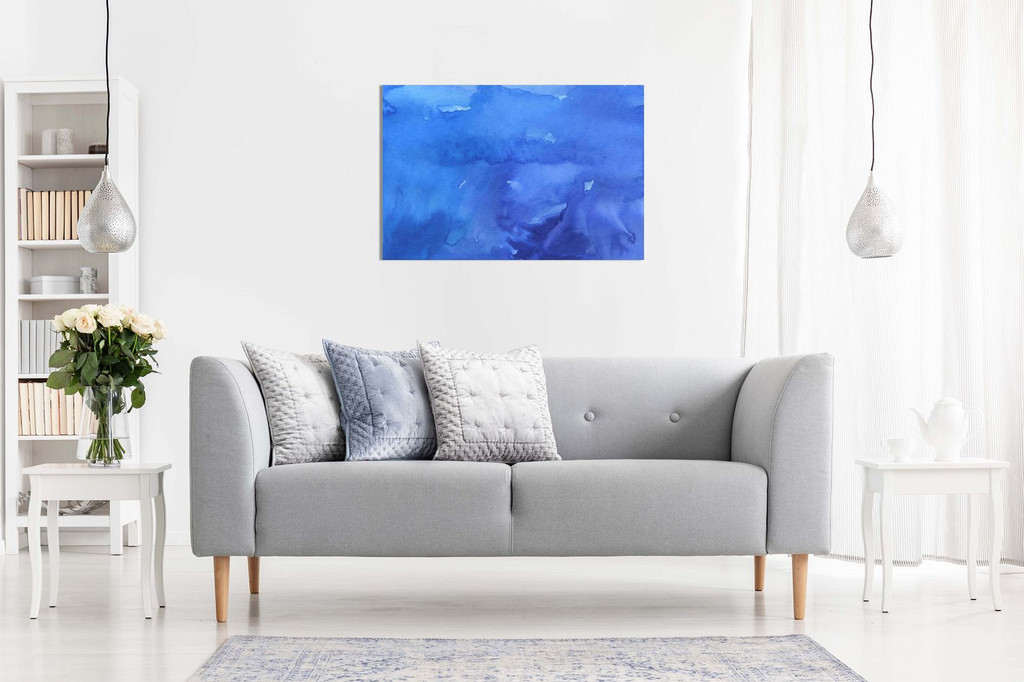 Abstract Wall Art Blue Watercolours Canvas