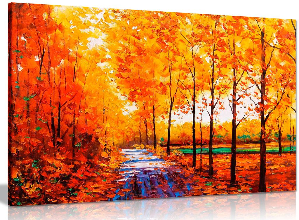 Autumn Trees Orange Landscape Canvas