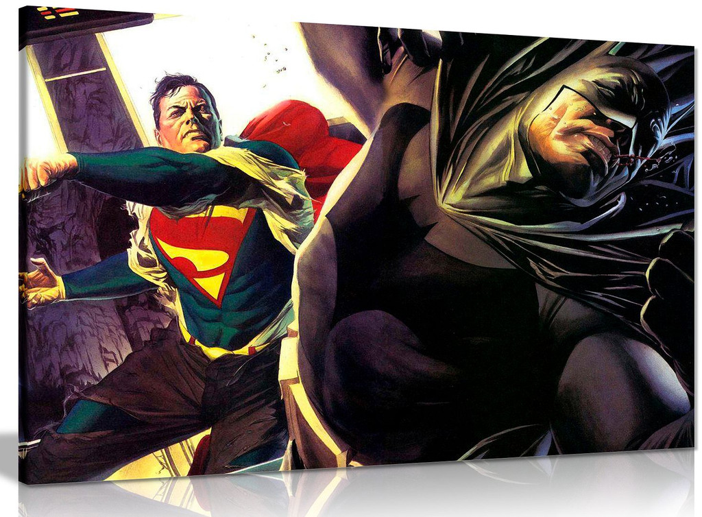 Superman Vs Batman Punch Pop Art Canvas