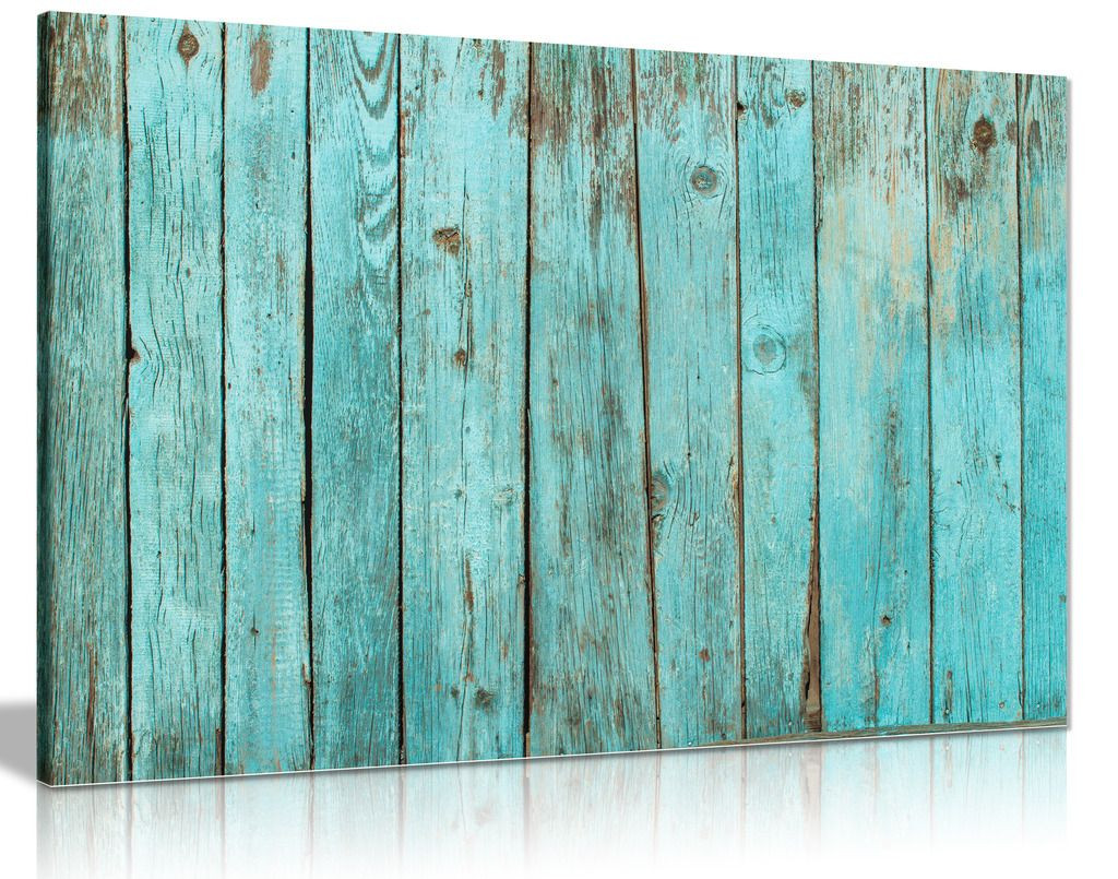 Teal Rustic Wooden Plank Country House Canvas