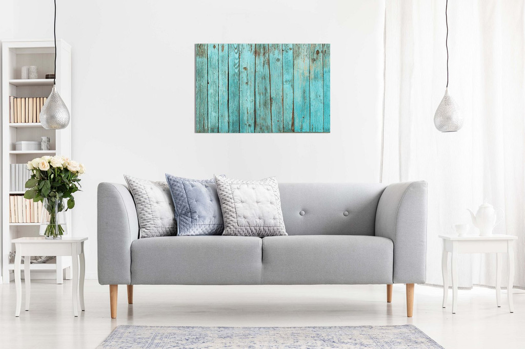Teal Rustic Wooden Plank Country House Canvas