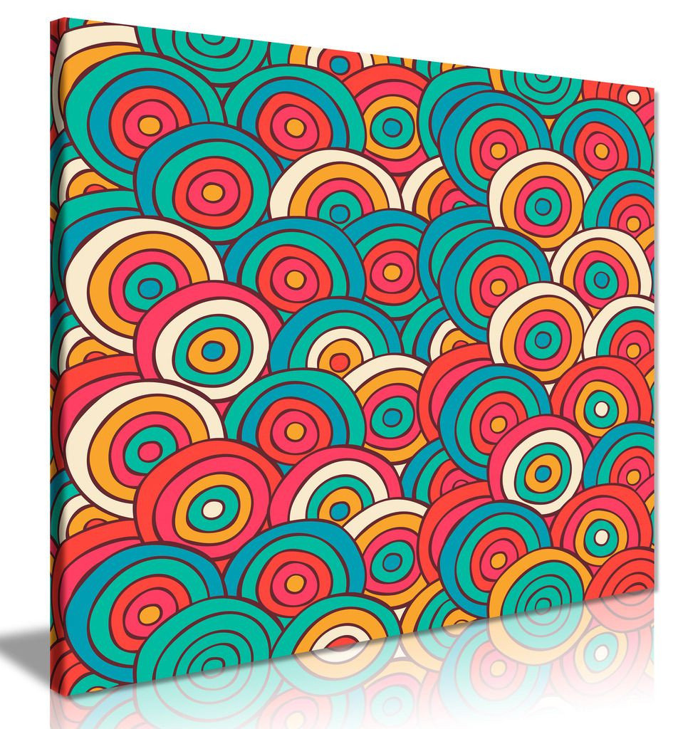 Modern Abstract Colourful Scribble Circles Canvas