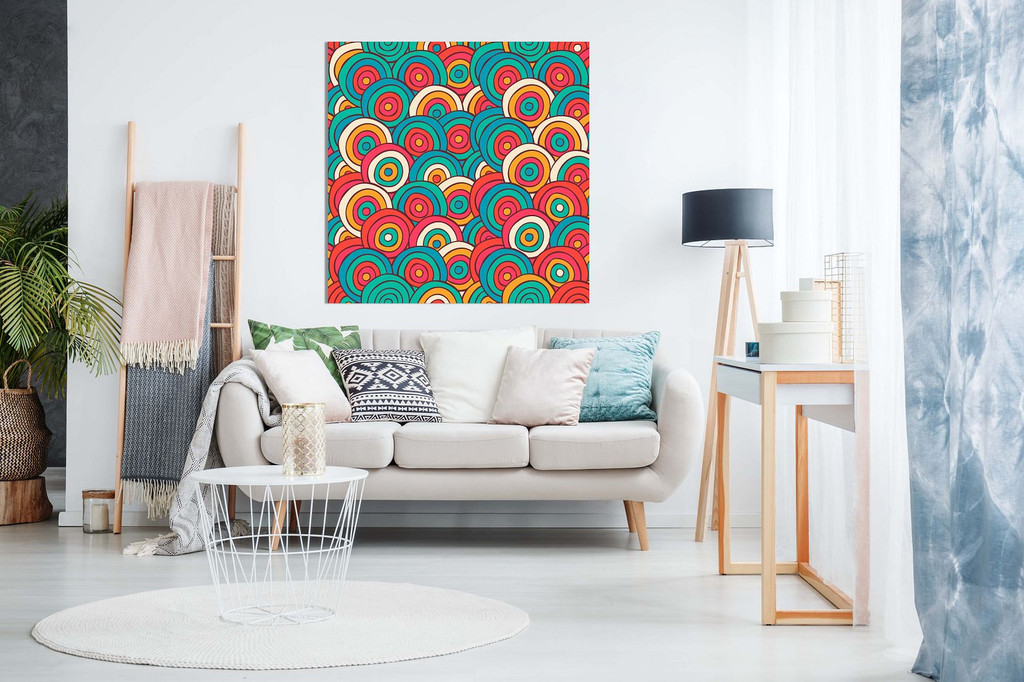 Modern Abstract Colourful Scribble Circles Canvas