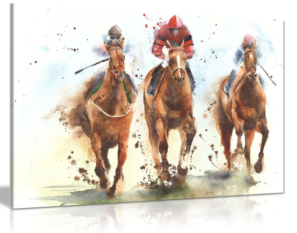 Horse Racing Watercolour Canvas