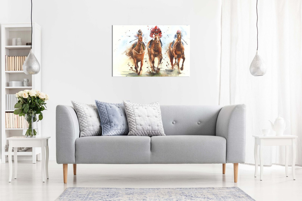 Horse Racing Watercolour Canvas