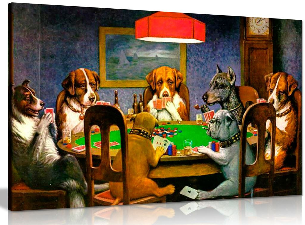 Pokers Dogs Playing Cards C. M. Coolidge Canvas