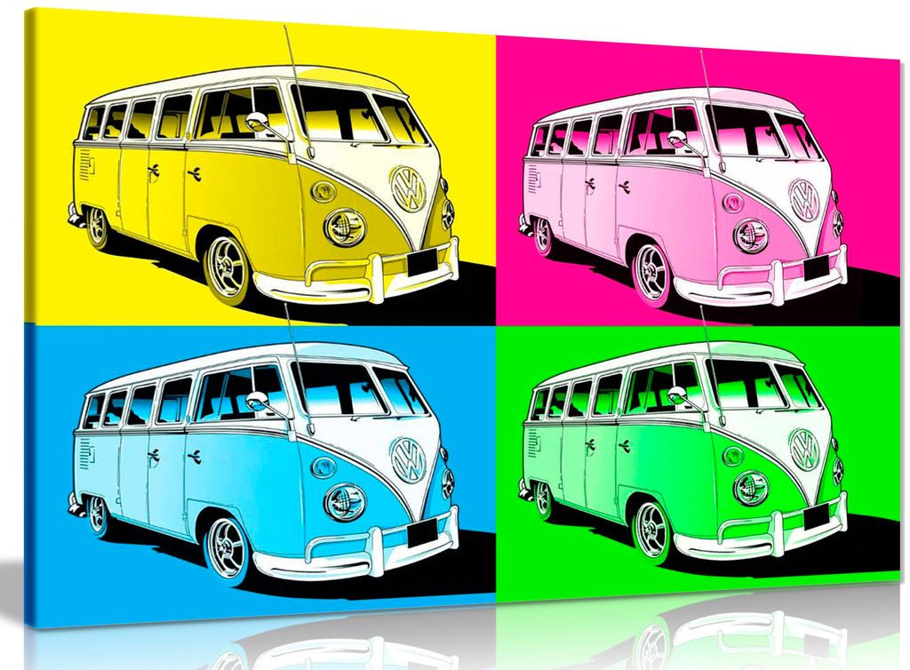 Large Pop Art Volkswagen Camper Van Canvas Panther Print