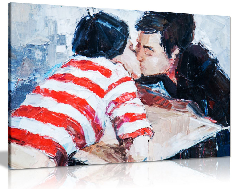 Couple in Love Kissing Wall Painting Canvas