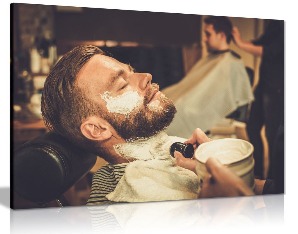 Barber Shop Decor Beard Shaving Haircut Canvas