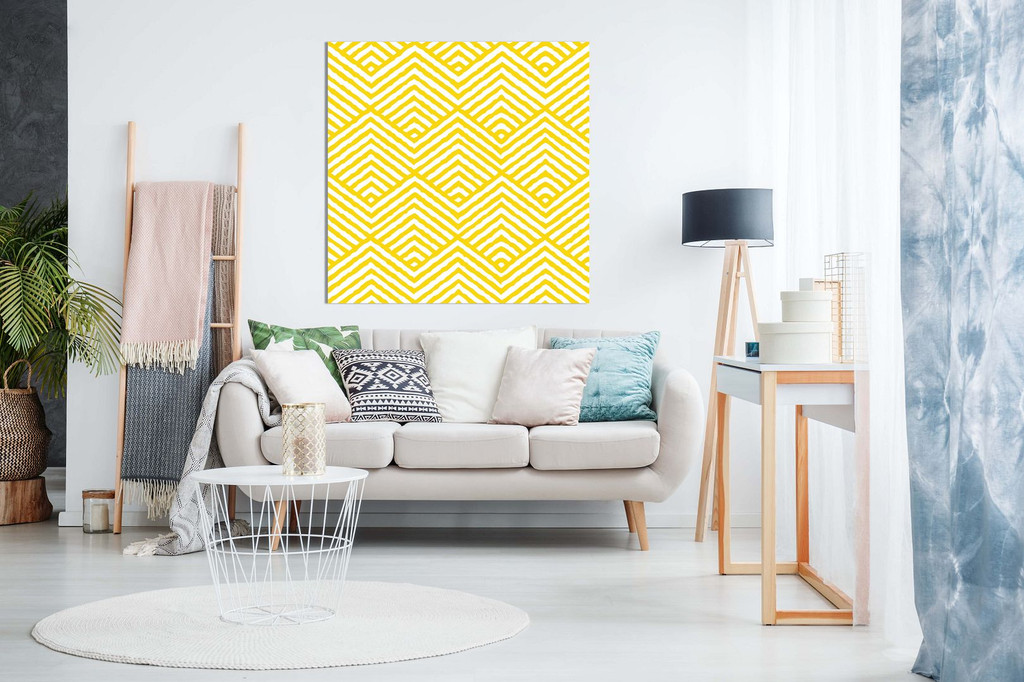 Yellow Gold Geometric Pattern Abstract Modern Canvas