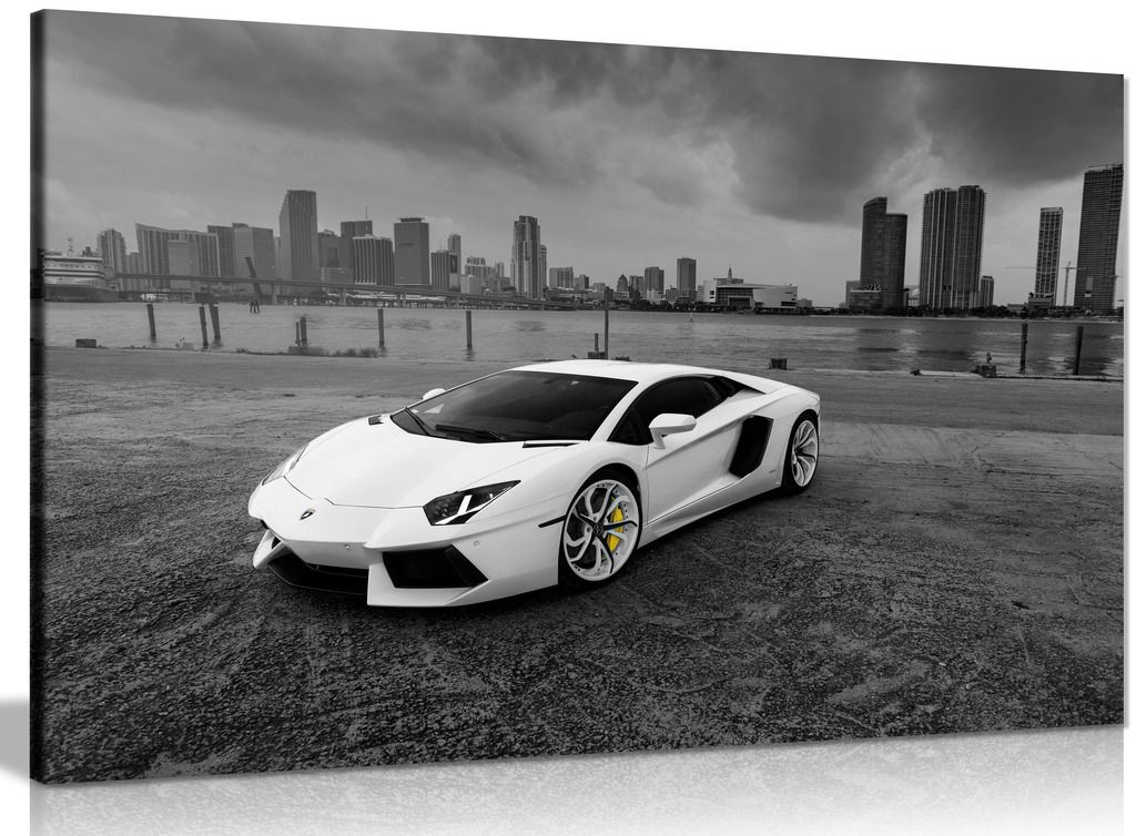 White Lamborghini Super Car Canvas