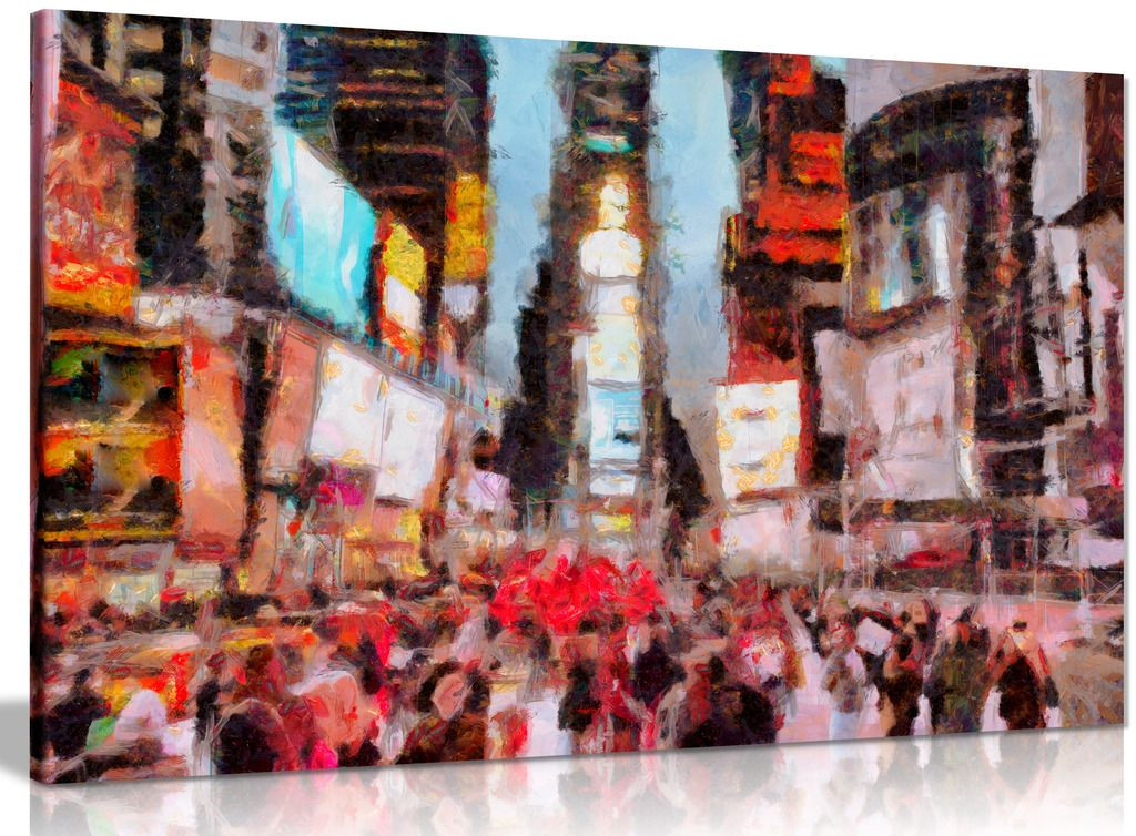 Abstract Modern Contemporary Wall Pictures For Living Room Times Square Painting Canvas