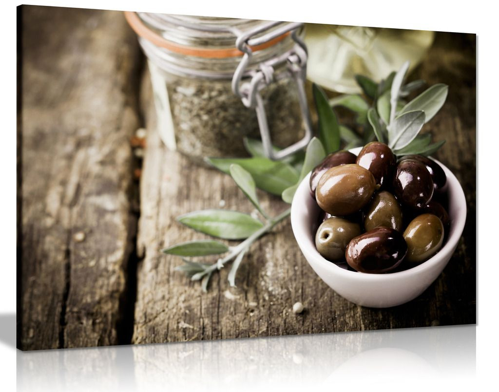 Rustic Black Olives Kitchen Art Canvas