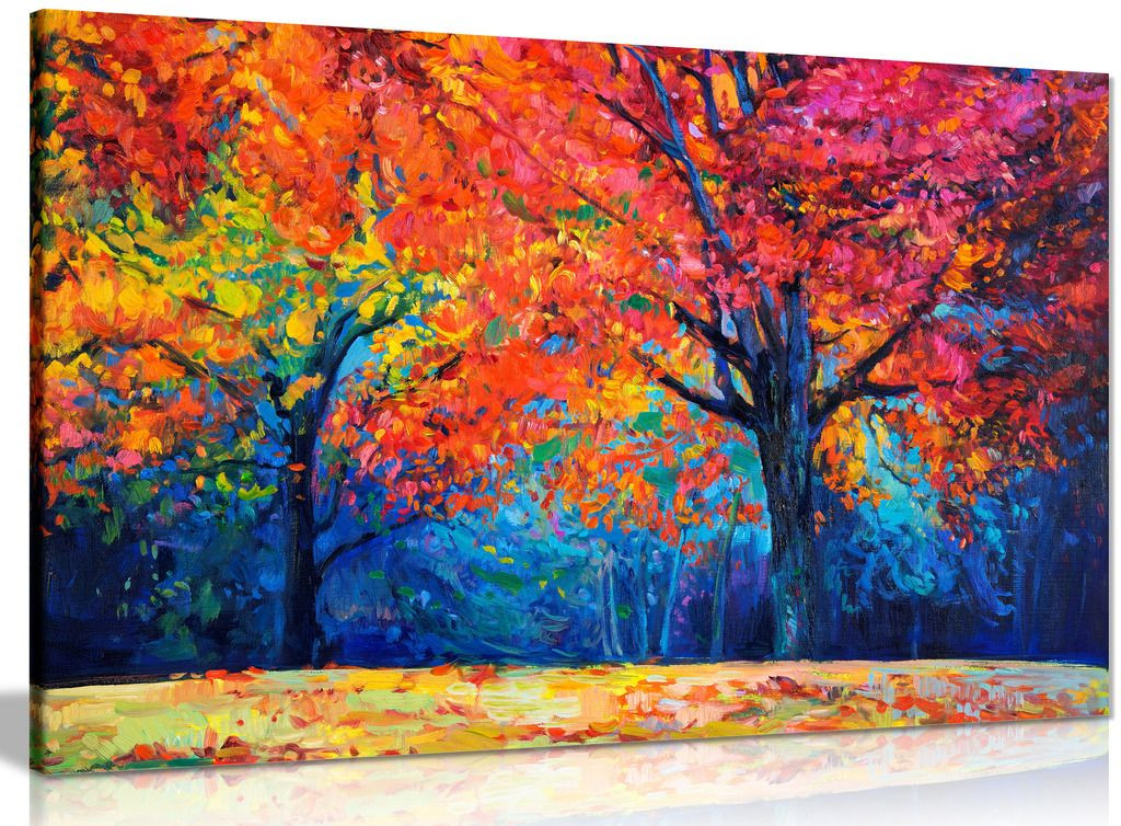 Abstract Contemporary Painting Colourful Autumn Forest Canvas