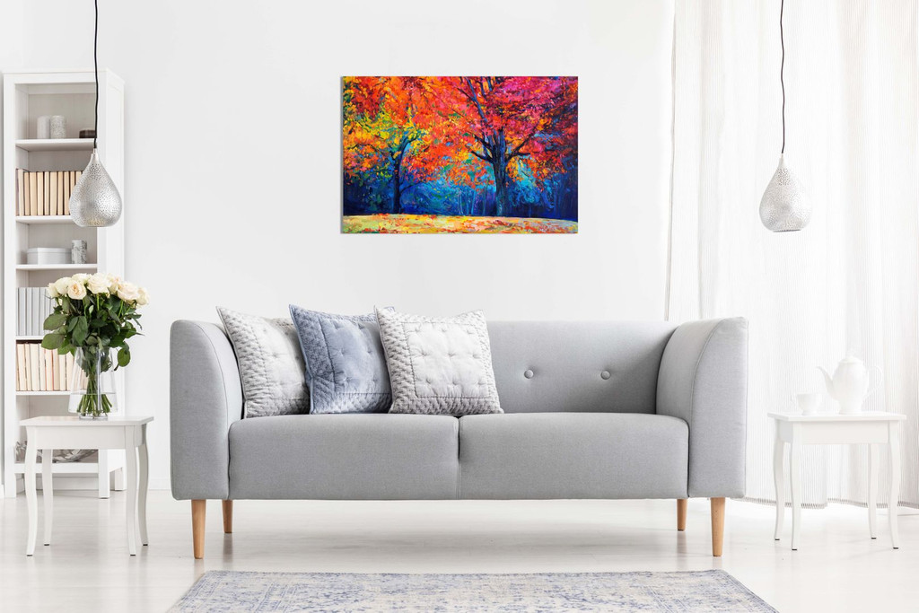 Abstract Contemporary Painting Colourful Autumn Forest Canvas