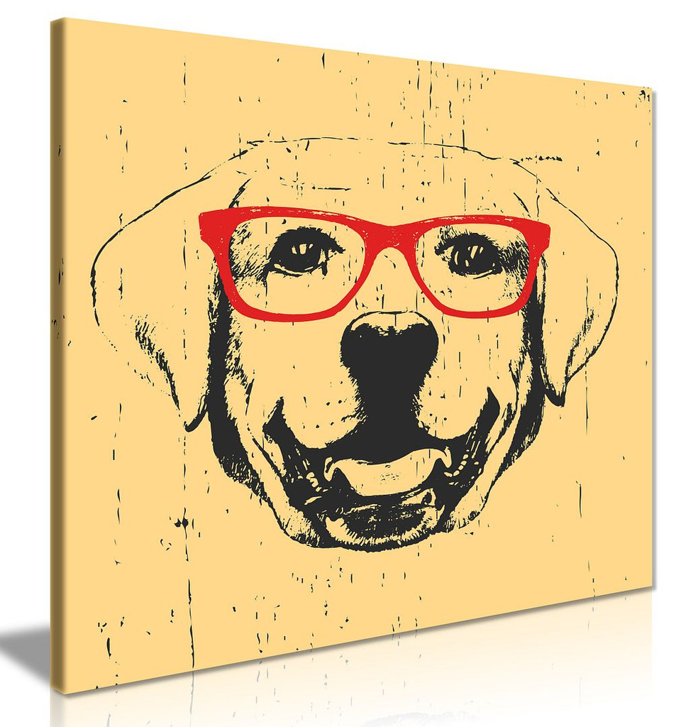 Funny Labrador Dog With Glasses Canvas