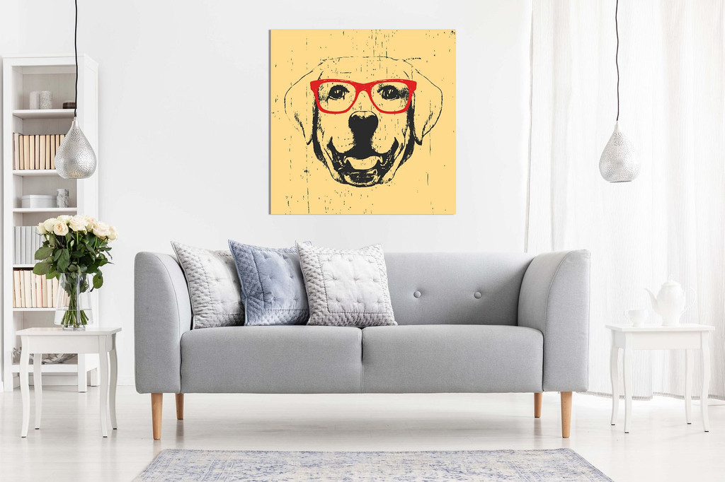 Funny Labrador Dog With Glasses Canvas