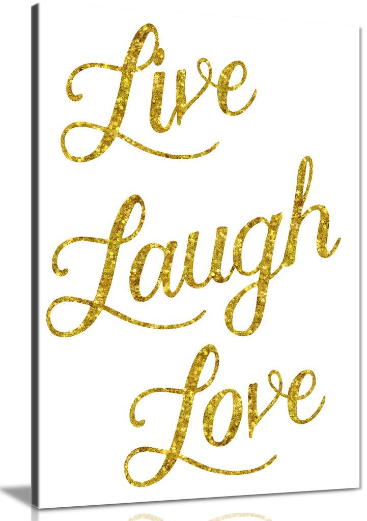 Live Laugh Love Glittery Gold Faux Canvas