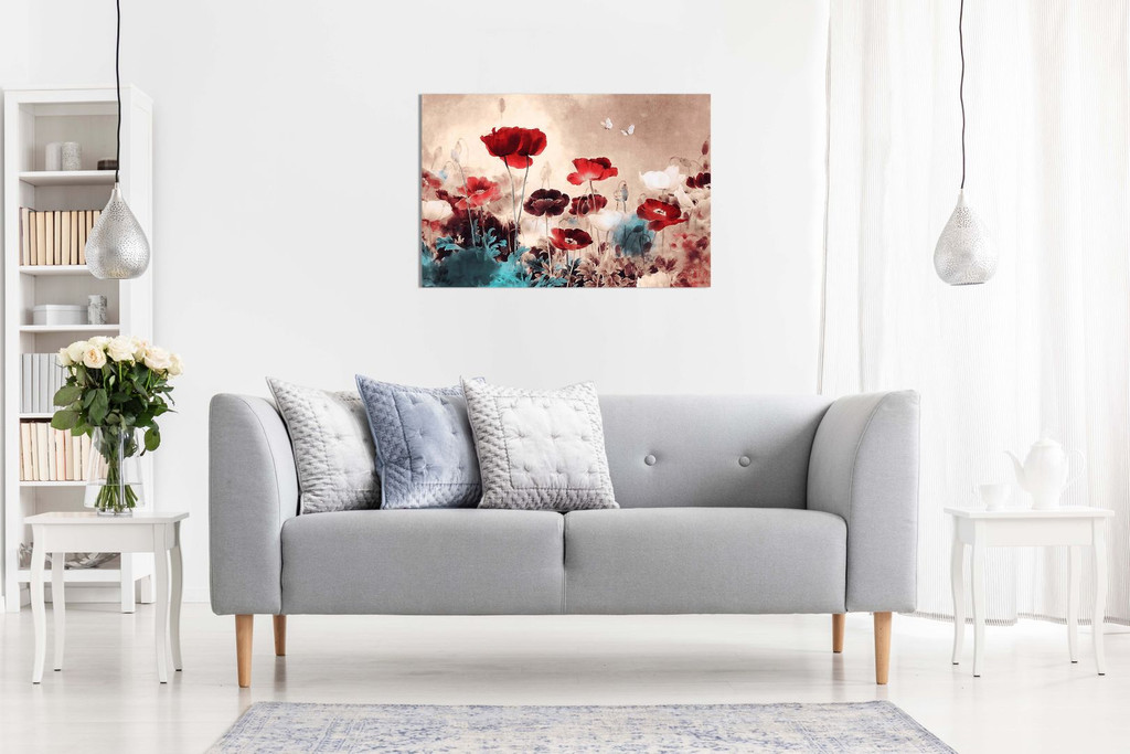 Floral Painting Grunge Style Canvas