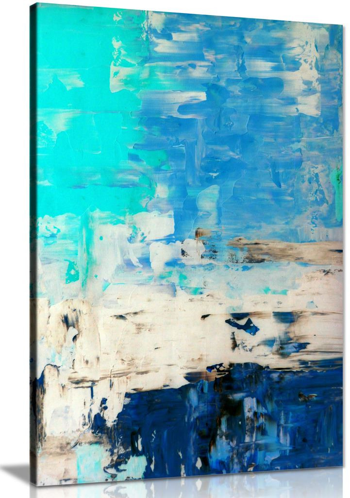 Turquoise Blue Abstract Art Painting Canvas Wall Art Picture Print