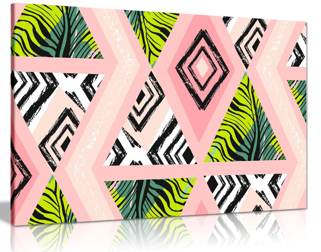 Tropical Jungle Pink Pattern Fashion Canvas Wall Art Picture Print