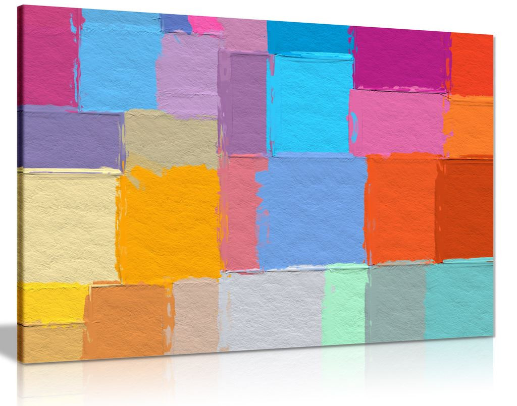 Multicoloured Colour Paint Brushing Canvas Wall Art Picture Print