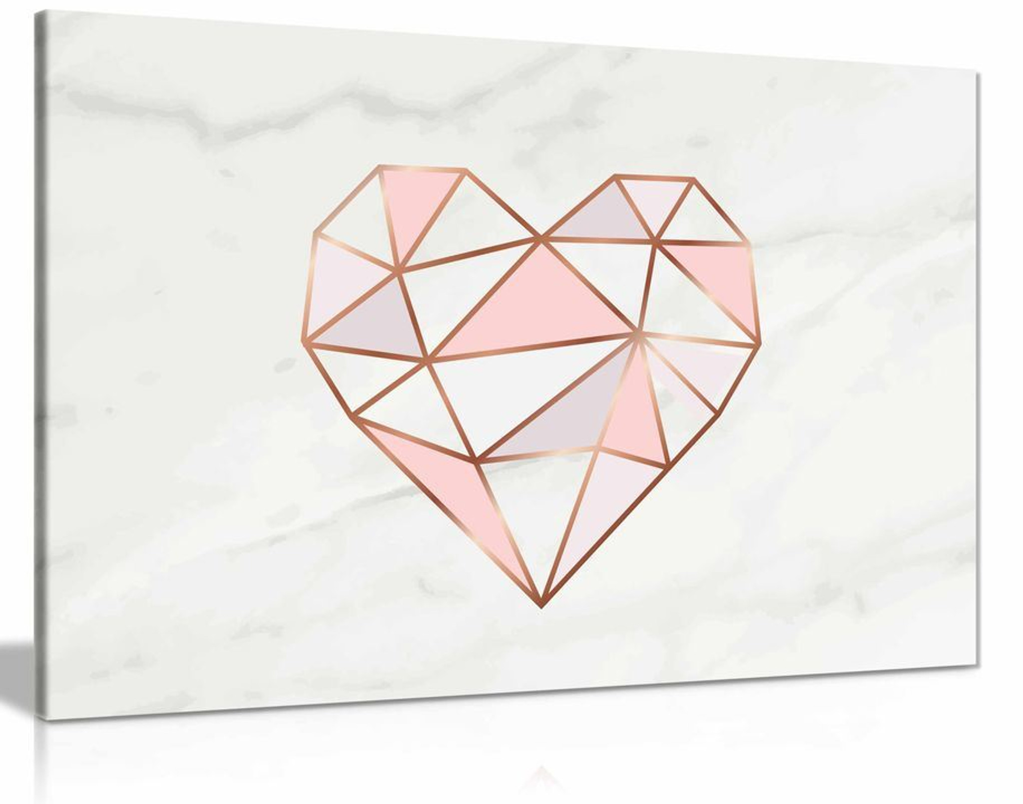 Geometric Pink Heart Canvas Wall Art Picture Print Home Decor