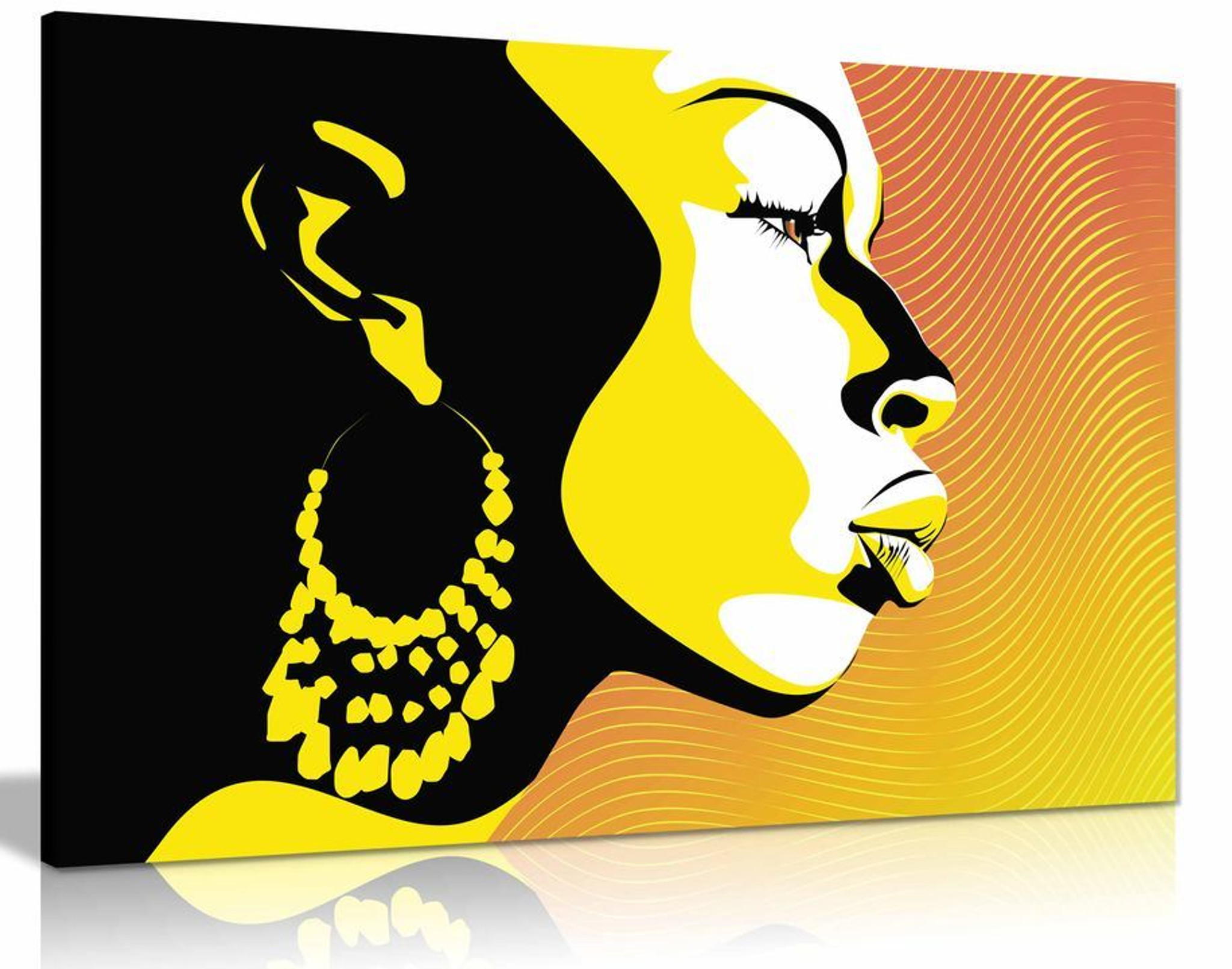 Modern African Art Silhouette Yellow Black Canvas Wall Art Picture