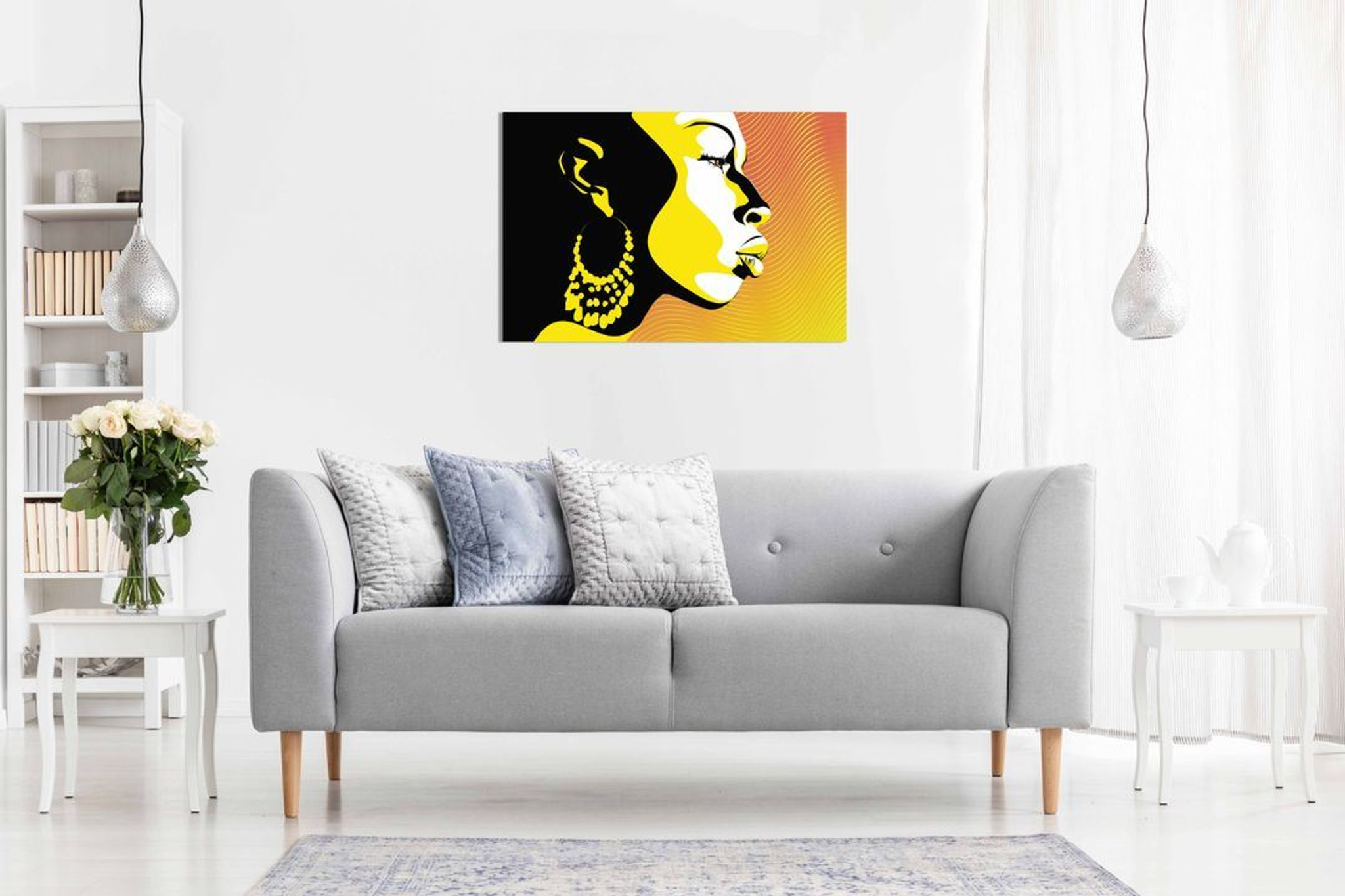 Modern African Art Silhouette Yellow Black Canvas Wall Art Picture Print Home Decor