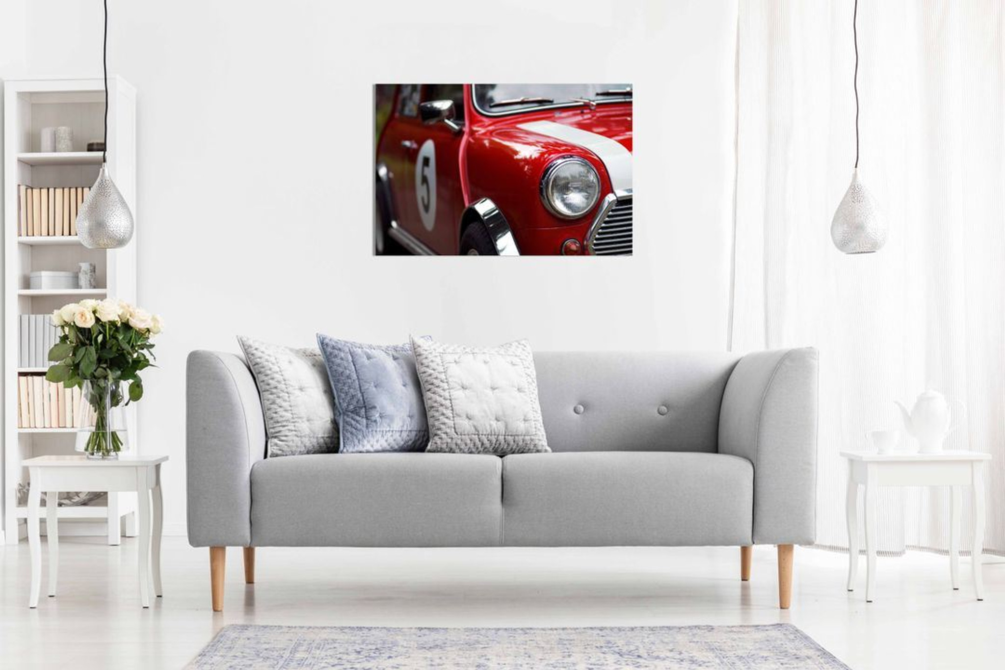 Red Classic Mini Cooper  Canvas Wall Art Picture Print Home Decor