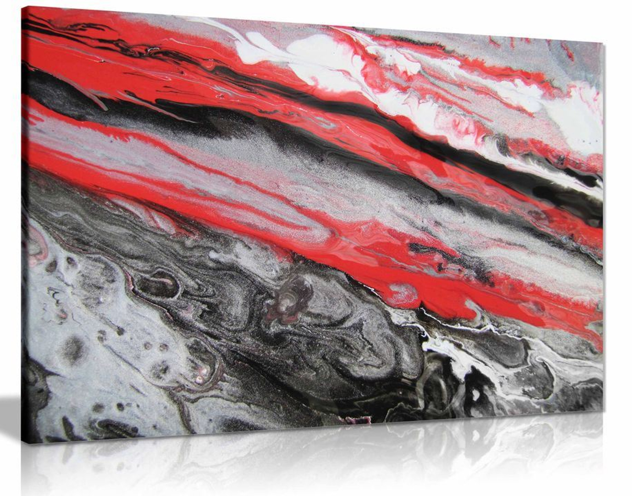 Red White Black Abstract Marble Canvas Wall Art Picture Print Home Decor