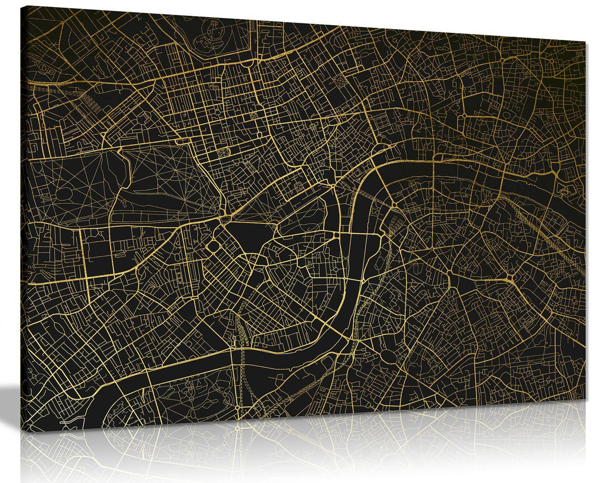 London Underground Map Gold Canvas Wall Art Picture Print Home Decor