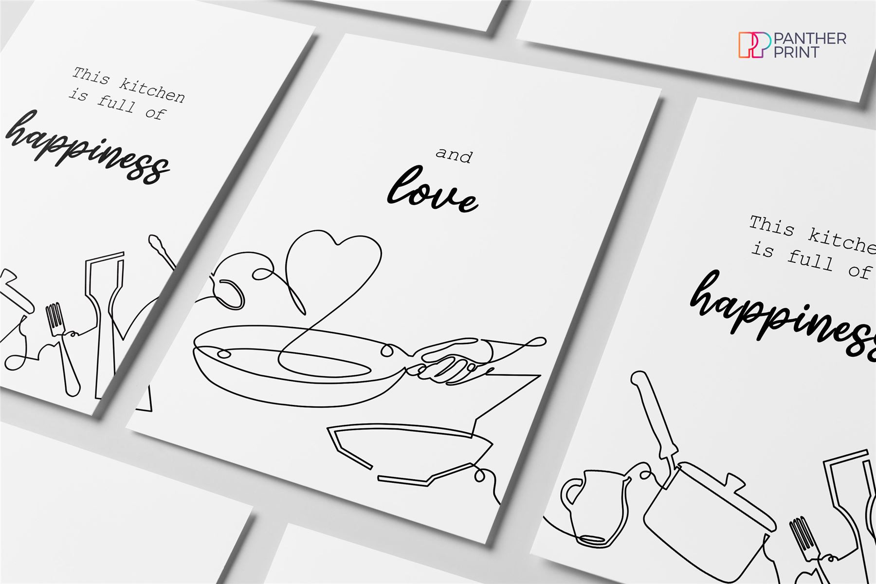 Kitchen Set of 2 A3 Posters This Kitchen is full of Happiness & Love