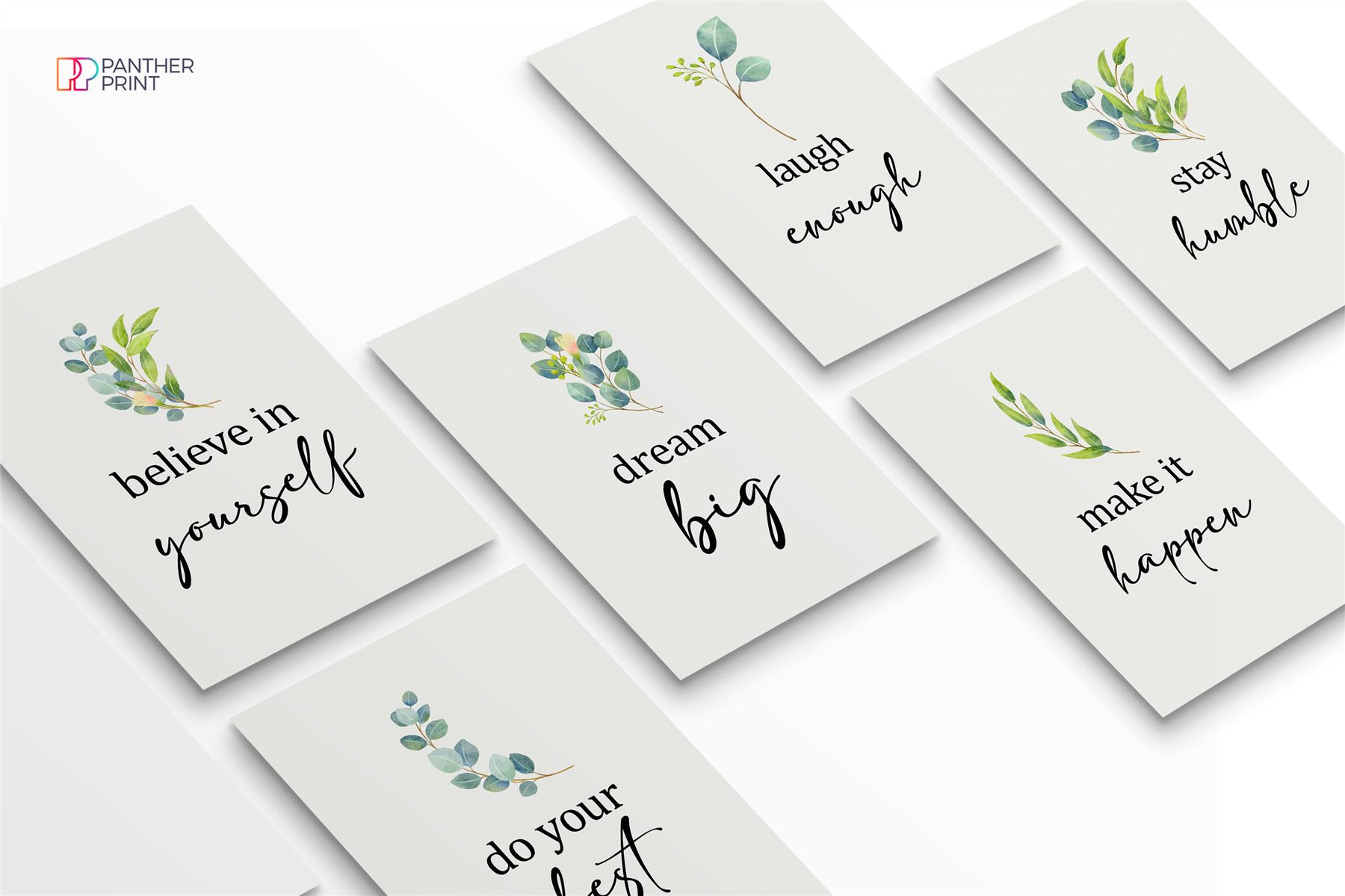 Motivational Poster Set of 6 A3 Believe in Yourself, Do Your Best, Dream Big, Laugh Enough, Make it Happen, & Stay Humble