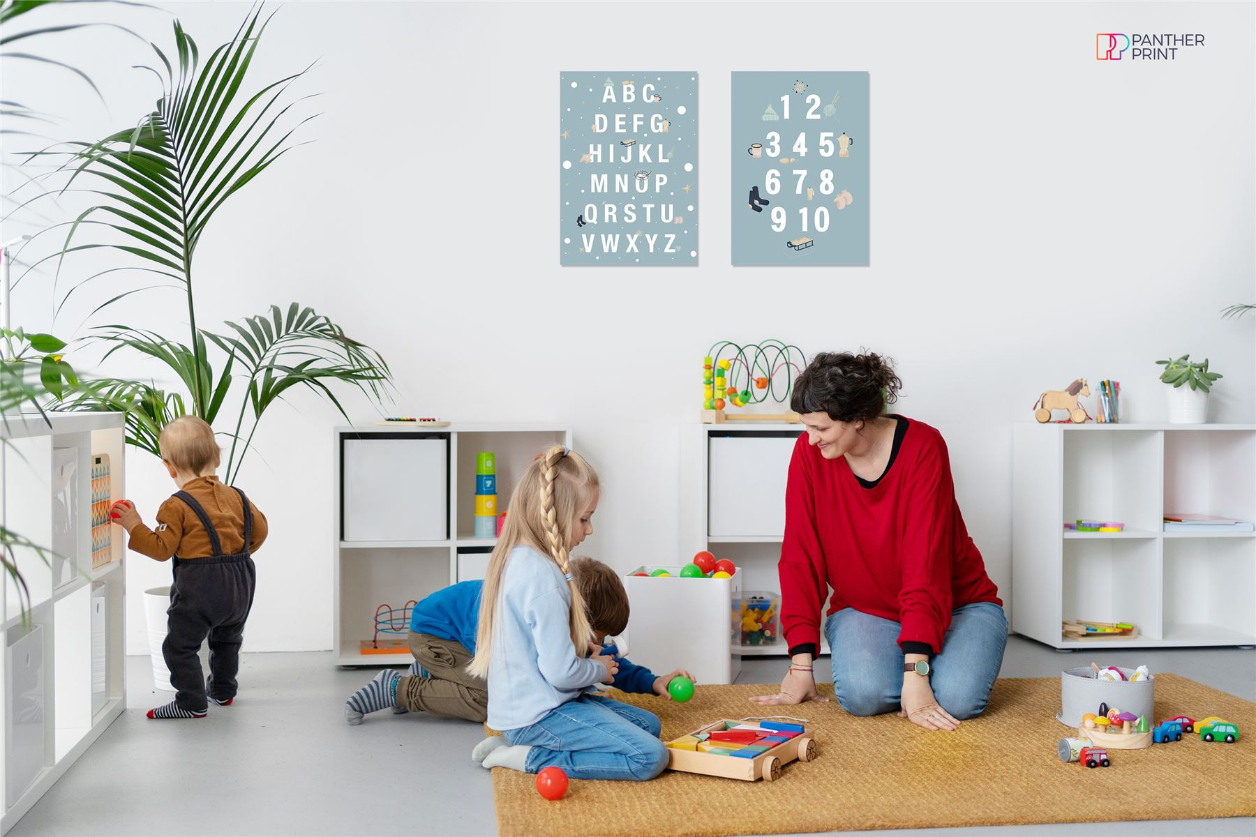 Educational Classroom Wall Poster Set of 2 A3 Winter Alphabet & Numbers 1-10