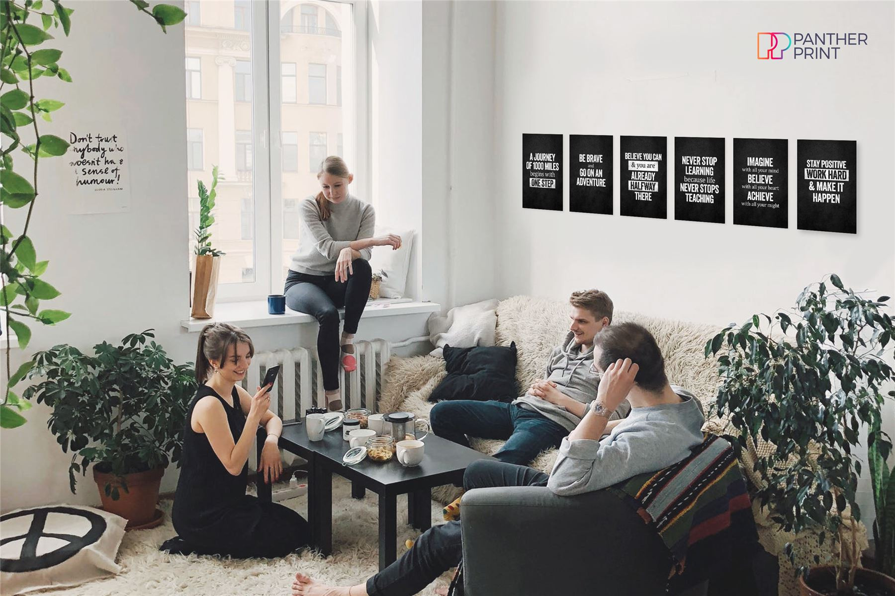 Motivational Poster Set of 6 A4 Journey of 1000 Miles, Be Brave, Believe You Can, Image Believe Achieve, Never Stop Learning, & Stay Positive