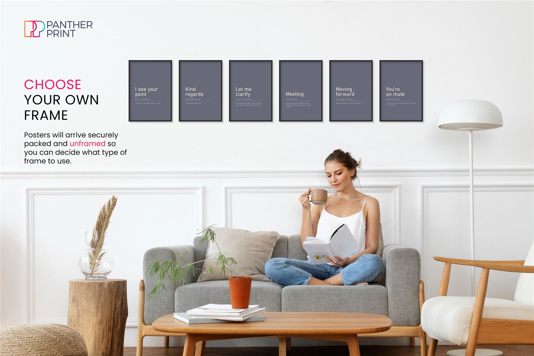 Productivity Set of 6 A4 Posters I See Your Point, Kind Regards, Let Me Clarify, Meeting, Moving Forward, & You're on Mute