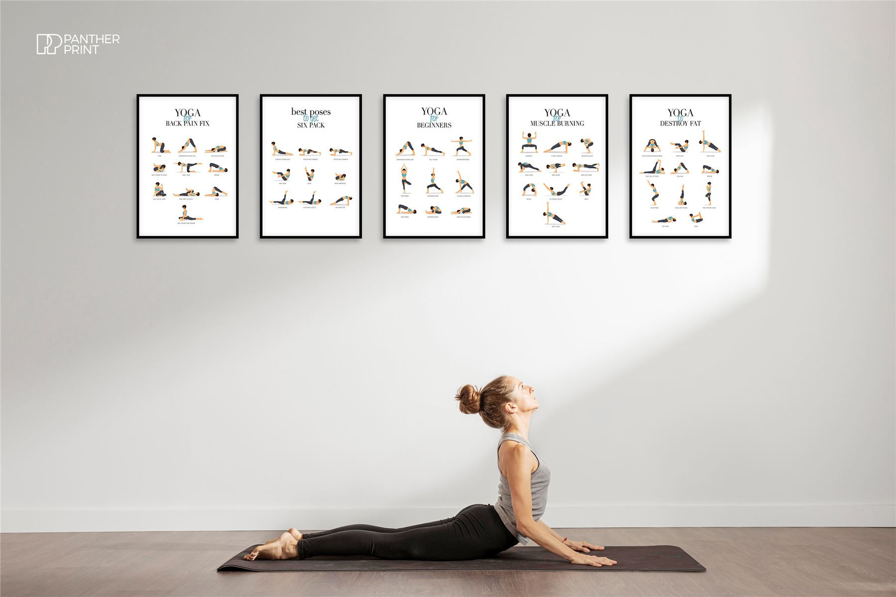 Yoga Posters Set of 5 A4