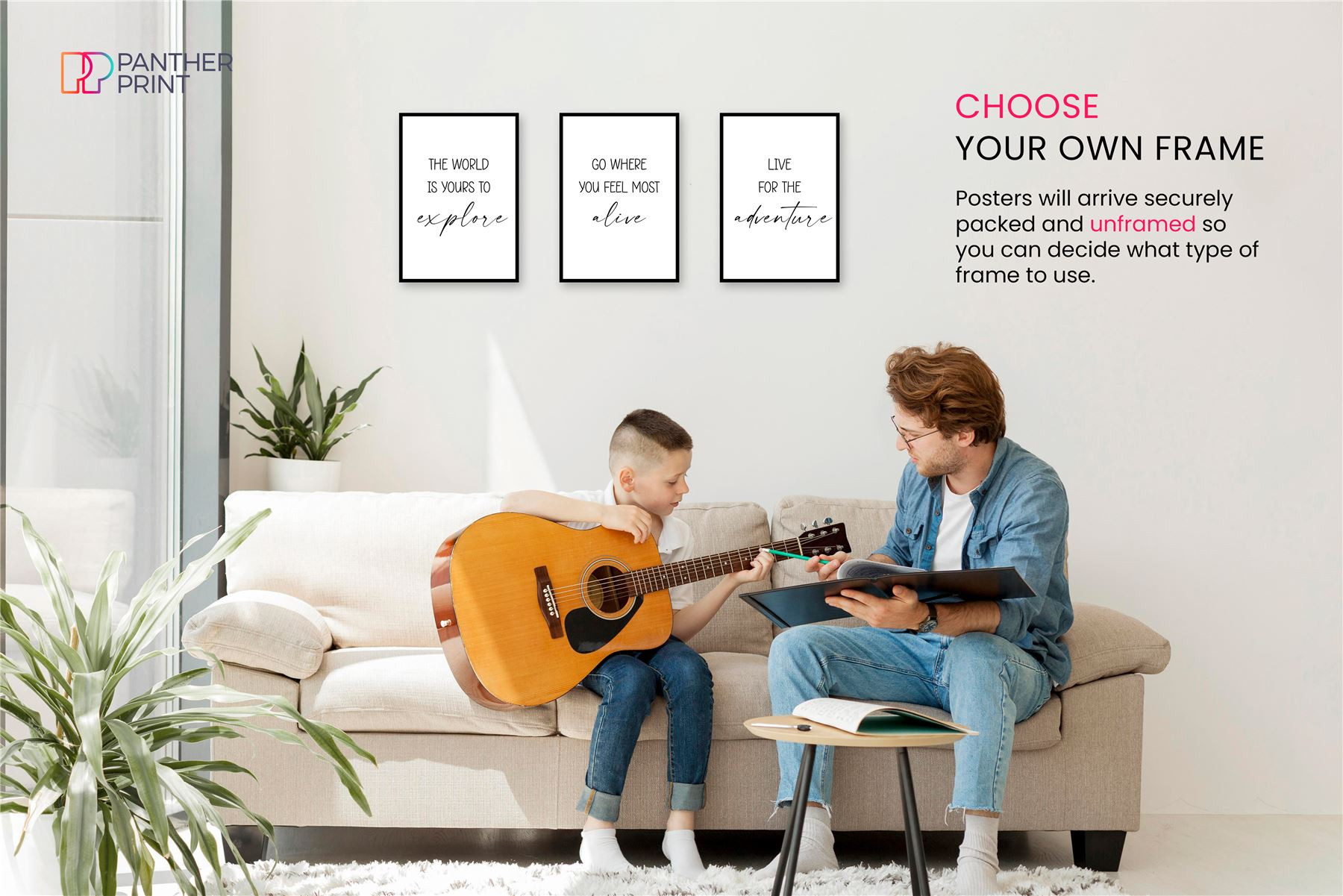 Bed Living Set of 3 A3 Posters Go Where You Feel Most Alive, Live for the Adventure, & The World is Yours to Explore