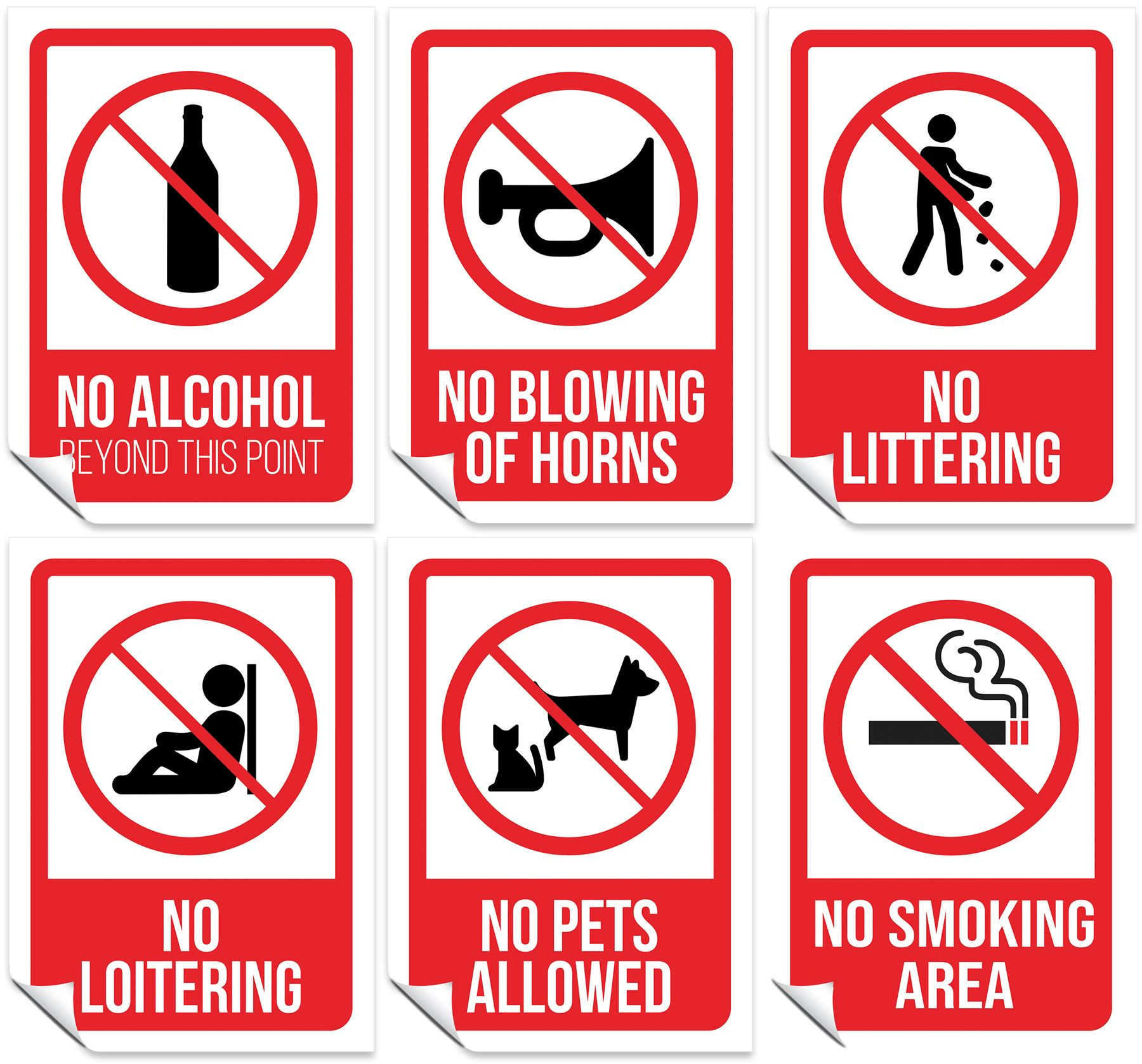 Set of 6 A4 Posters Not Allowed Signs