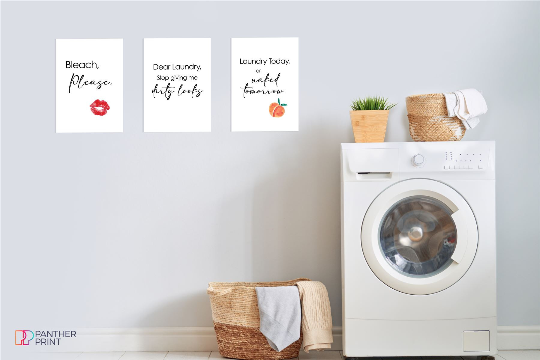Laundry Room Set of 3 A3 Posters Bleach Please, Dear Laundry, & Laundry to Today or Naked Tomorrow